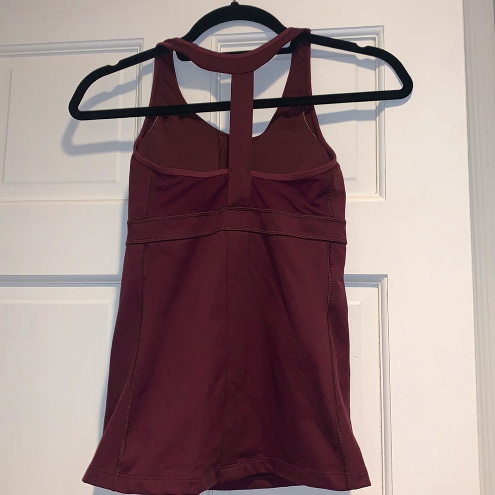 Athleta Stunner T-Back Burgundy Tank w/Mesh Size XS - Picture 4 of 9